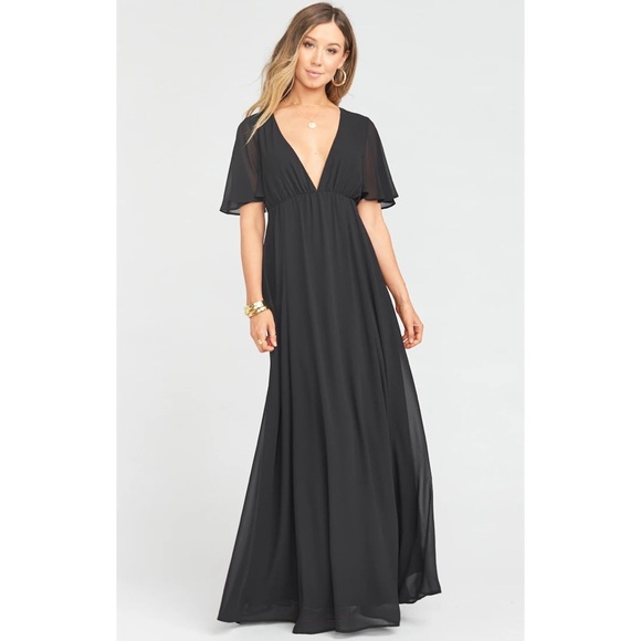 Show Me Your MuMu Dresses & Skirts - Show Me Your MuMu NWT Black Faye Flutter Maxi Gown